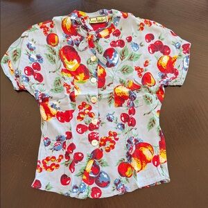 Vibrant Kids Fruit Print Button Down Shirt